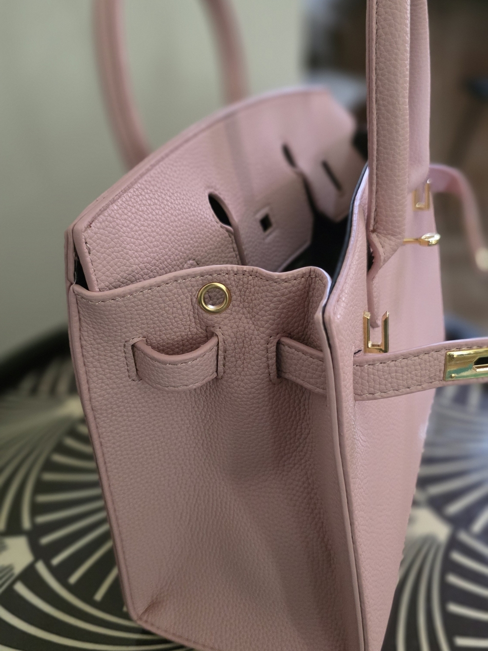 Fashion Brand Company Blush Pink Pebbled Leather Tote with Gold Hardware